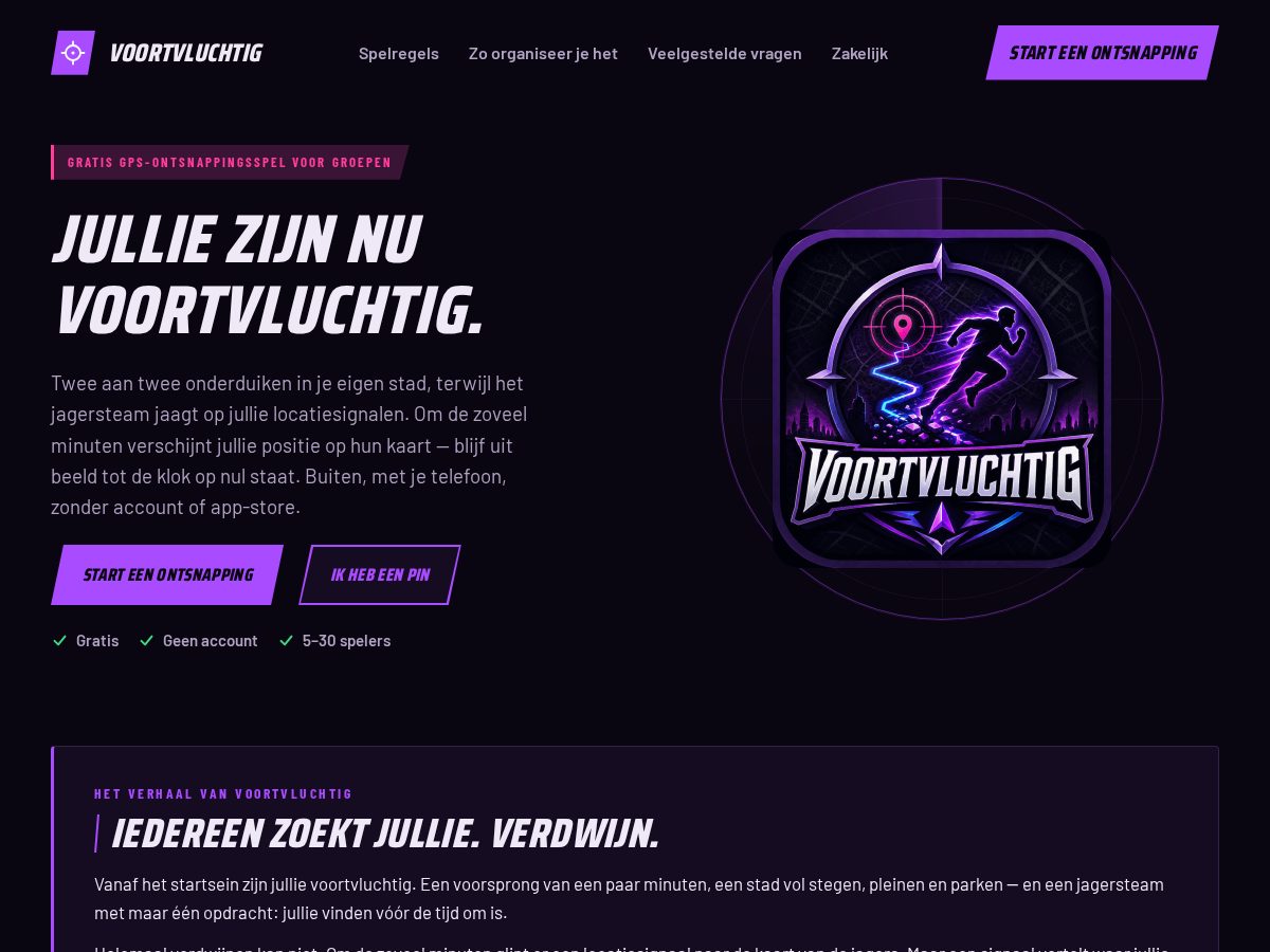 Landing-page snapshot of voortvluchtig.com