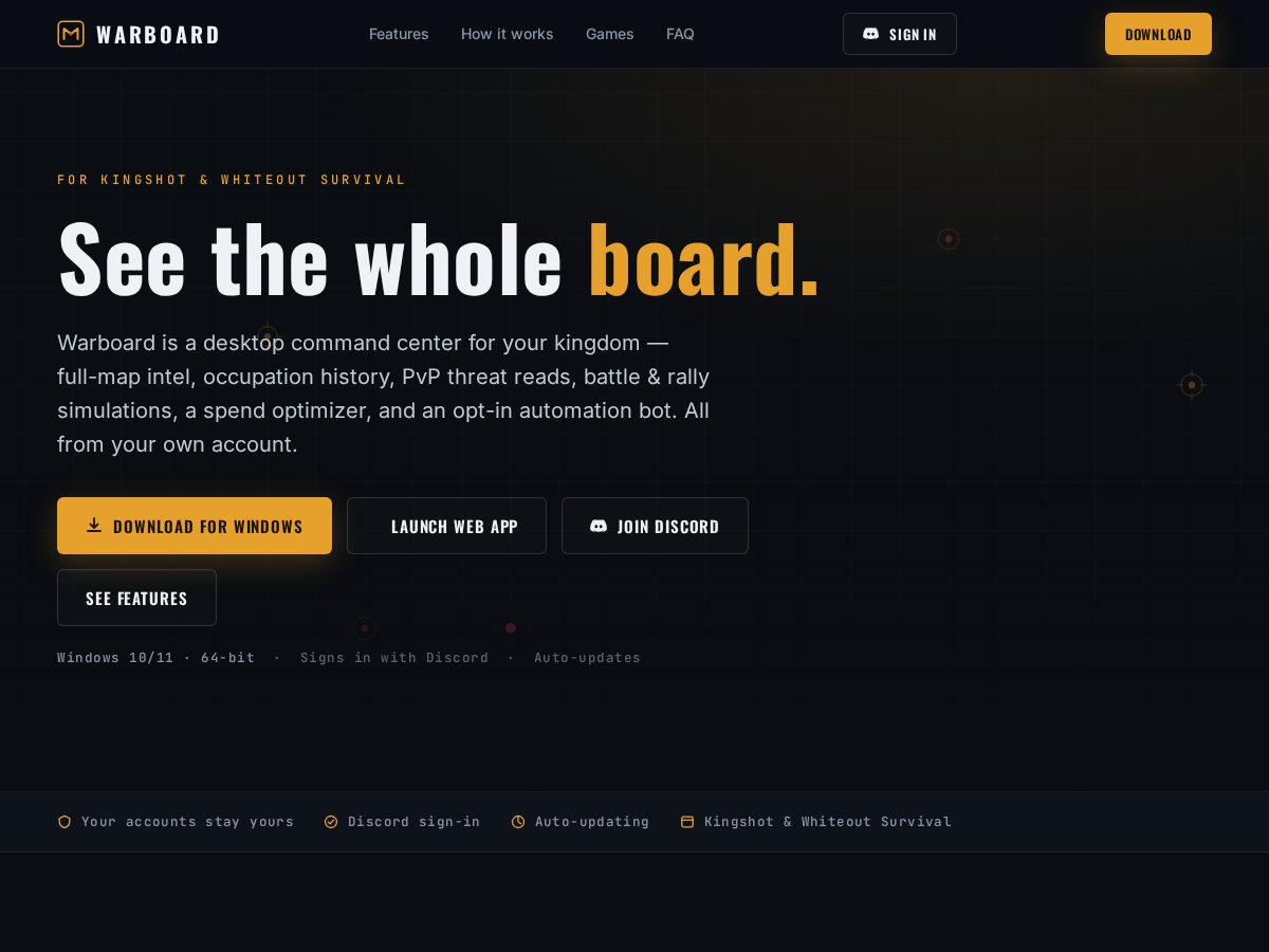 Landing-page snapshot of warboard.org