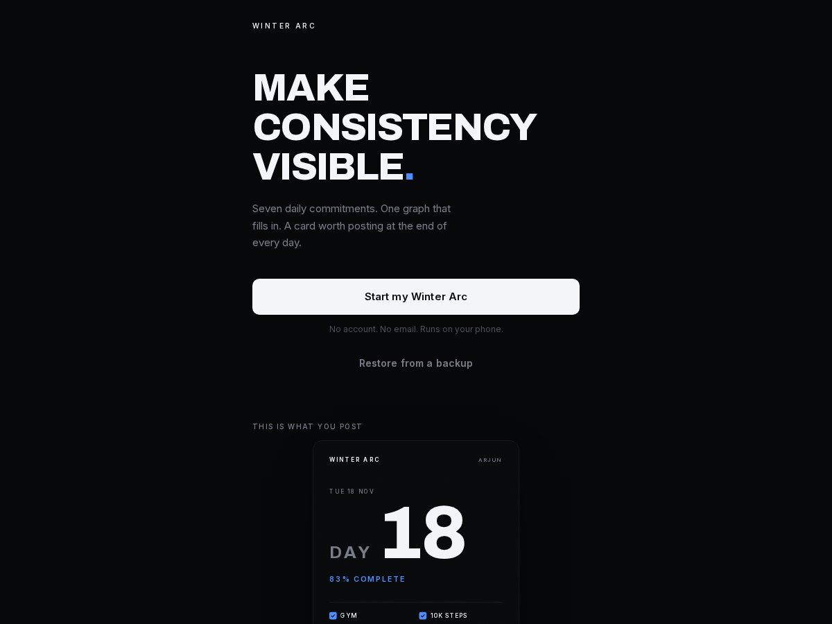 Landing-page snapshot of wintergains.xyz