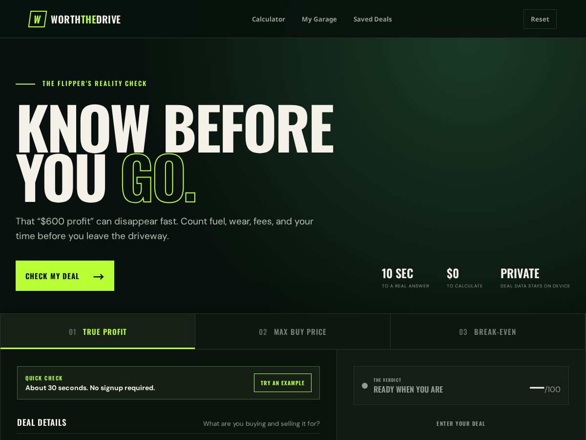 Landing-page snapshot of worththedrive-app.com