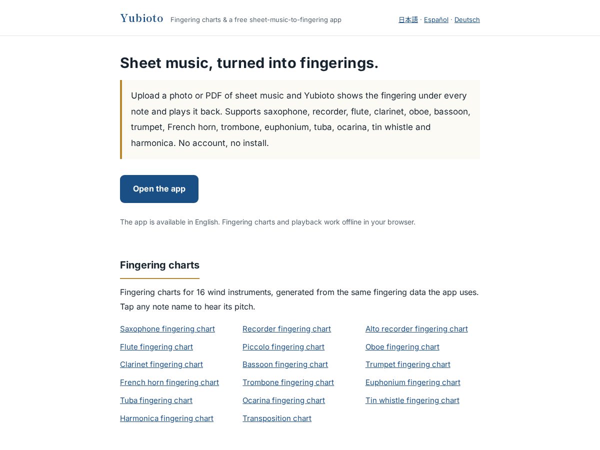 Landing-page snapshot of yubioto.com