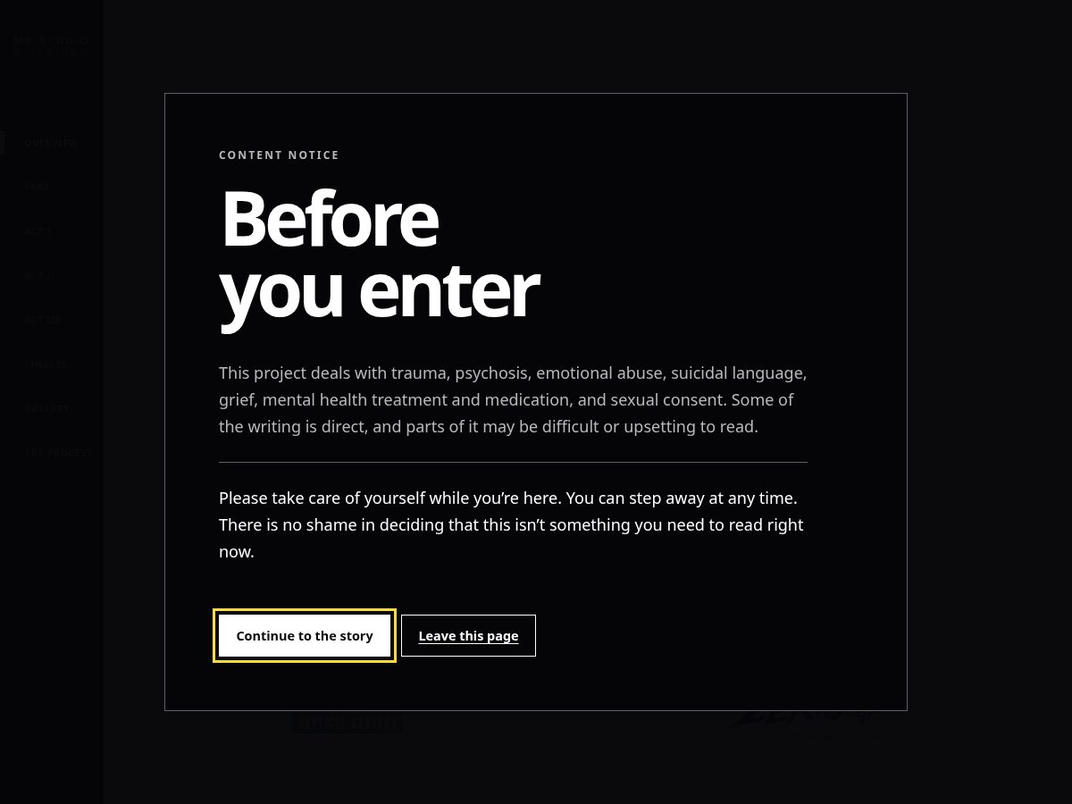 Landing-page snapshot of zer0fullstory.com