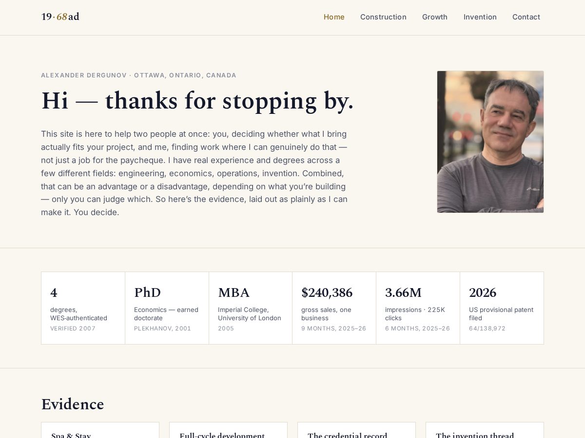 Landing-page snapshot of 1968ad.com