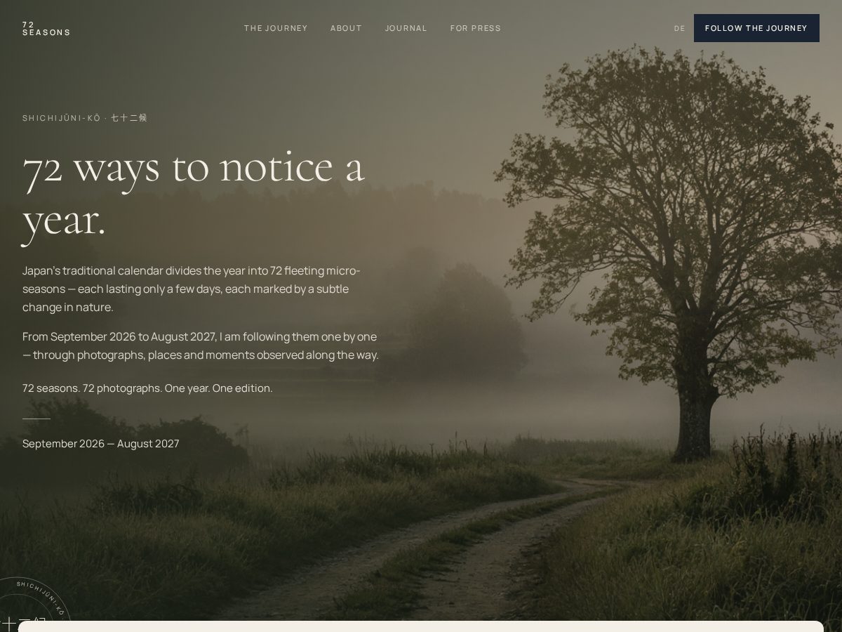 Landing-page snapshot of 72seasons.art