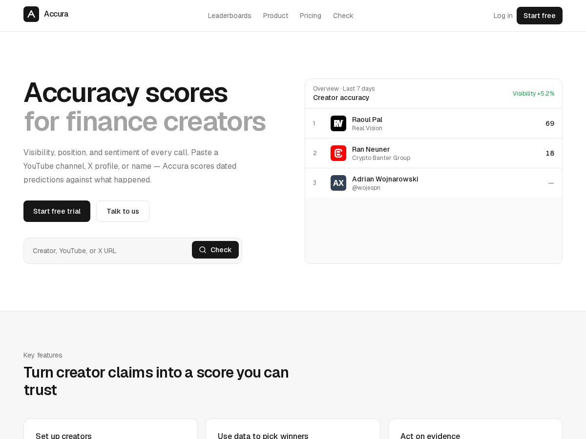 Landing-page snapshot of accura.run