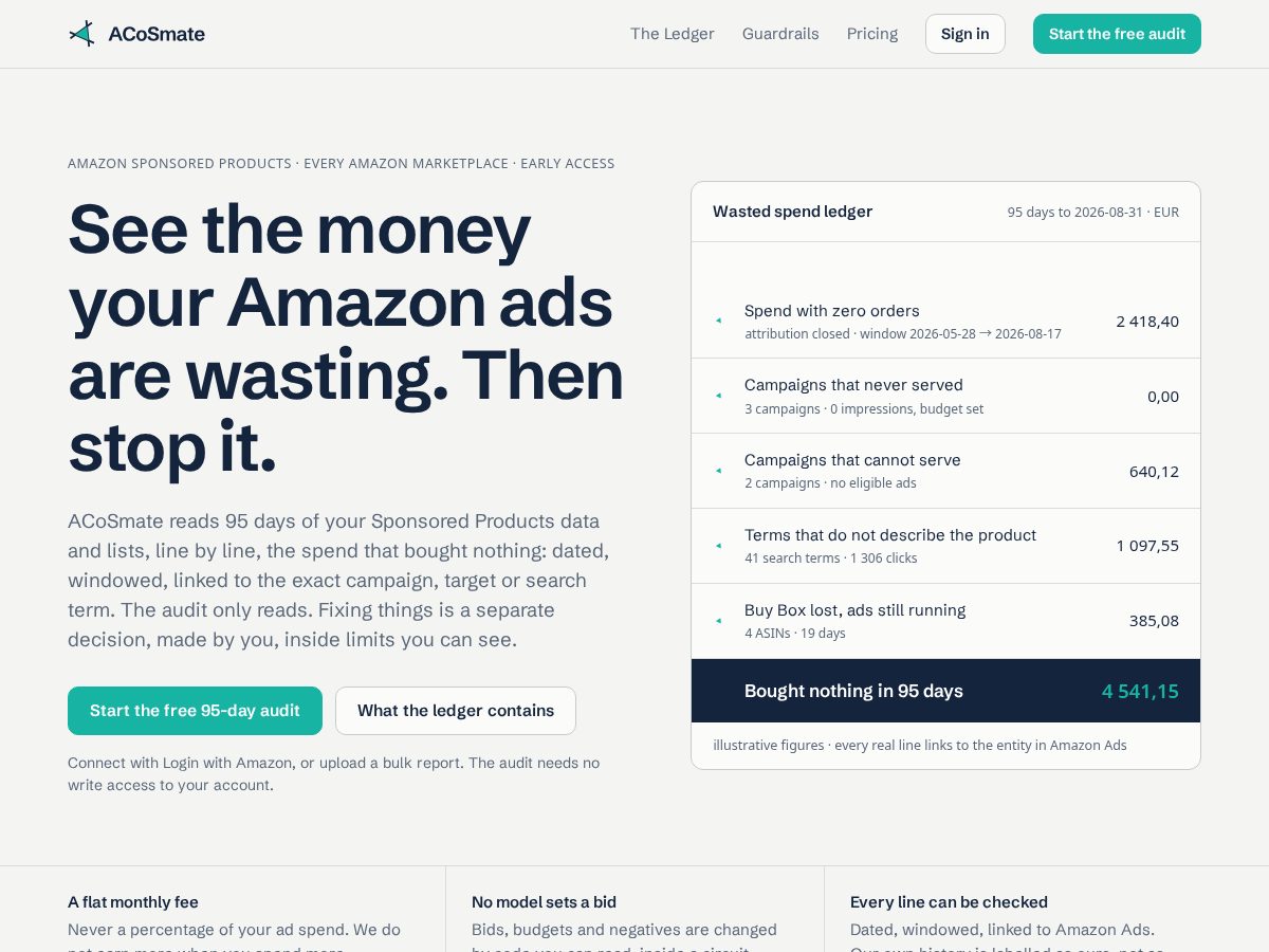 Landing-page snapshot of acosmate.com