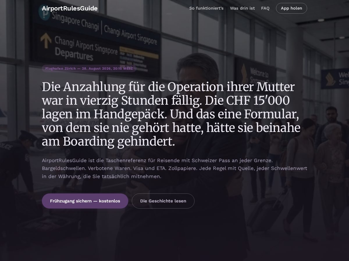 Landing-page snapshot of airportrulesguide.pro