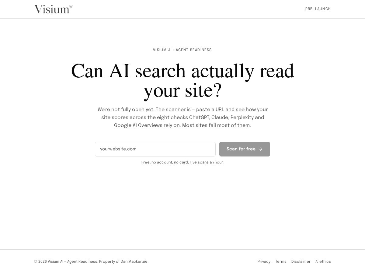 Landing-page snapshot of aivisibilityscore.site