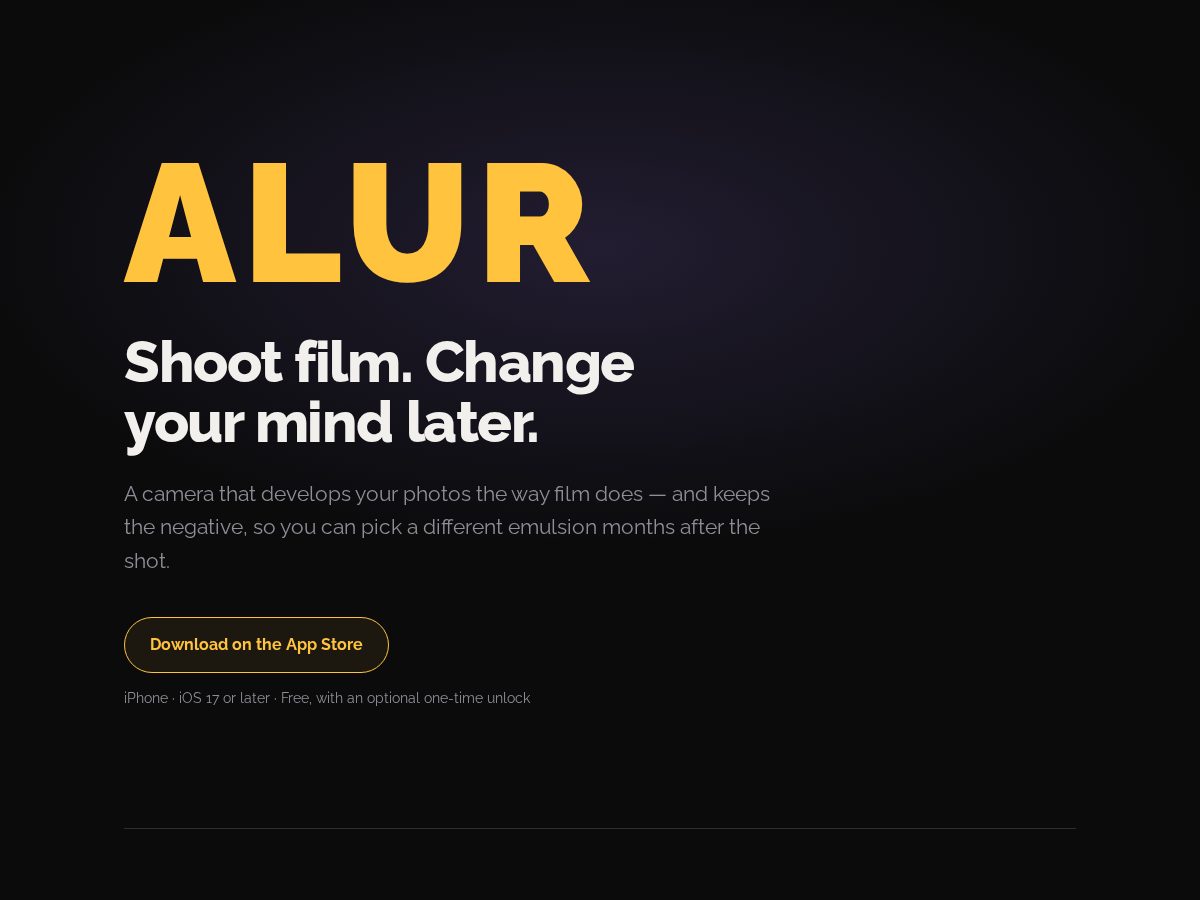 Landing-page snapshot of alur.cam