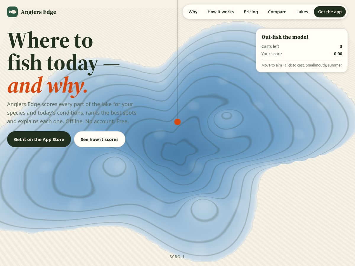 Landing-page snapshot of anglersedge.fishing