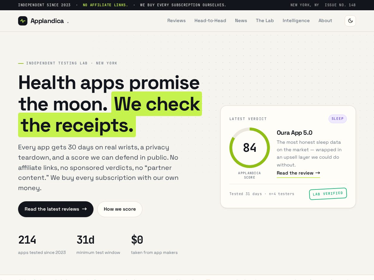 Landing-page snapshot of applandica.com