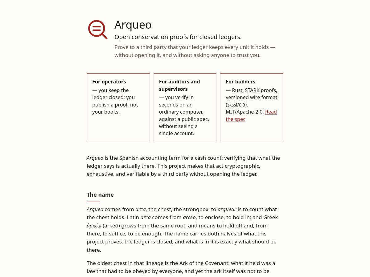 Landing-page snapshot of arqueo.org