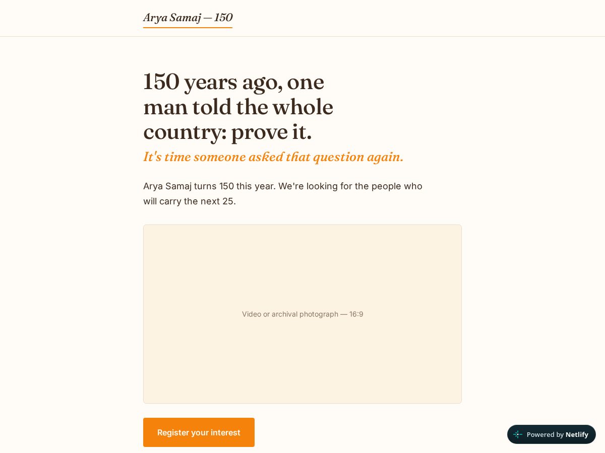 Landing-page snapshot of aryayuva.com