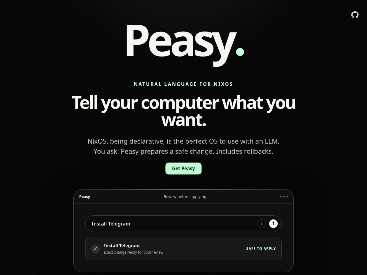 Landing-page snapshot of askpeasy.com