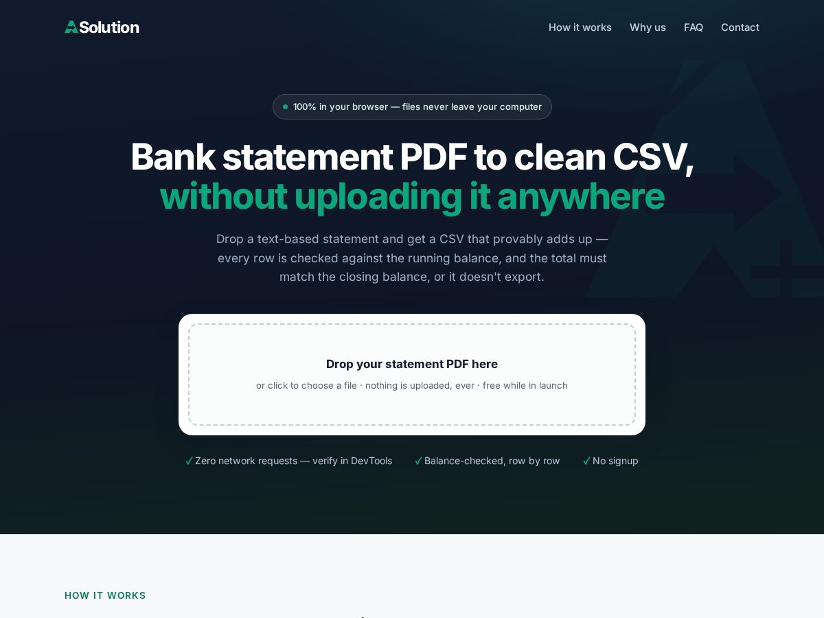 Landing-page snapshot of asolution.app