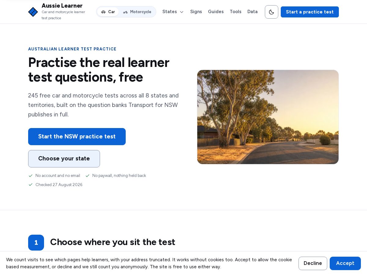 Landing-page snapshot of aussielearner.com