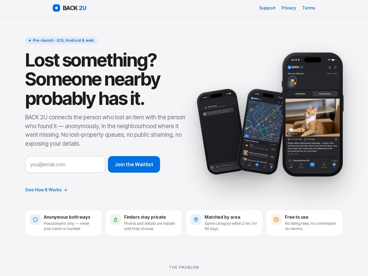 Landing-page snapshot of back2u.app