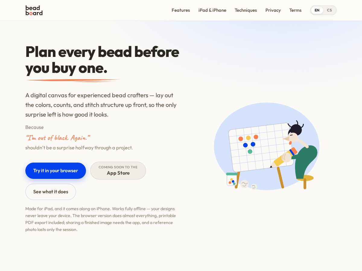 Landing-page snapshot of bead-board.app