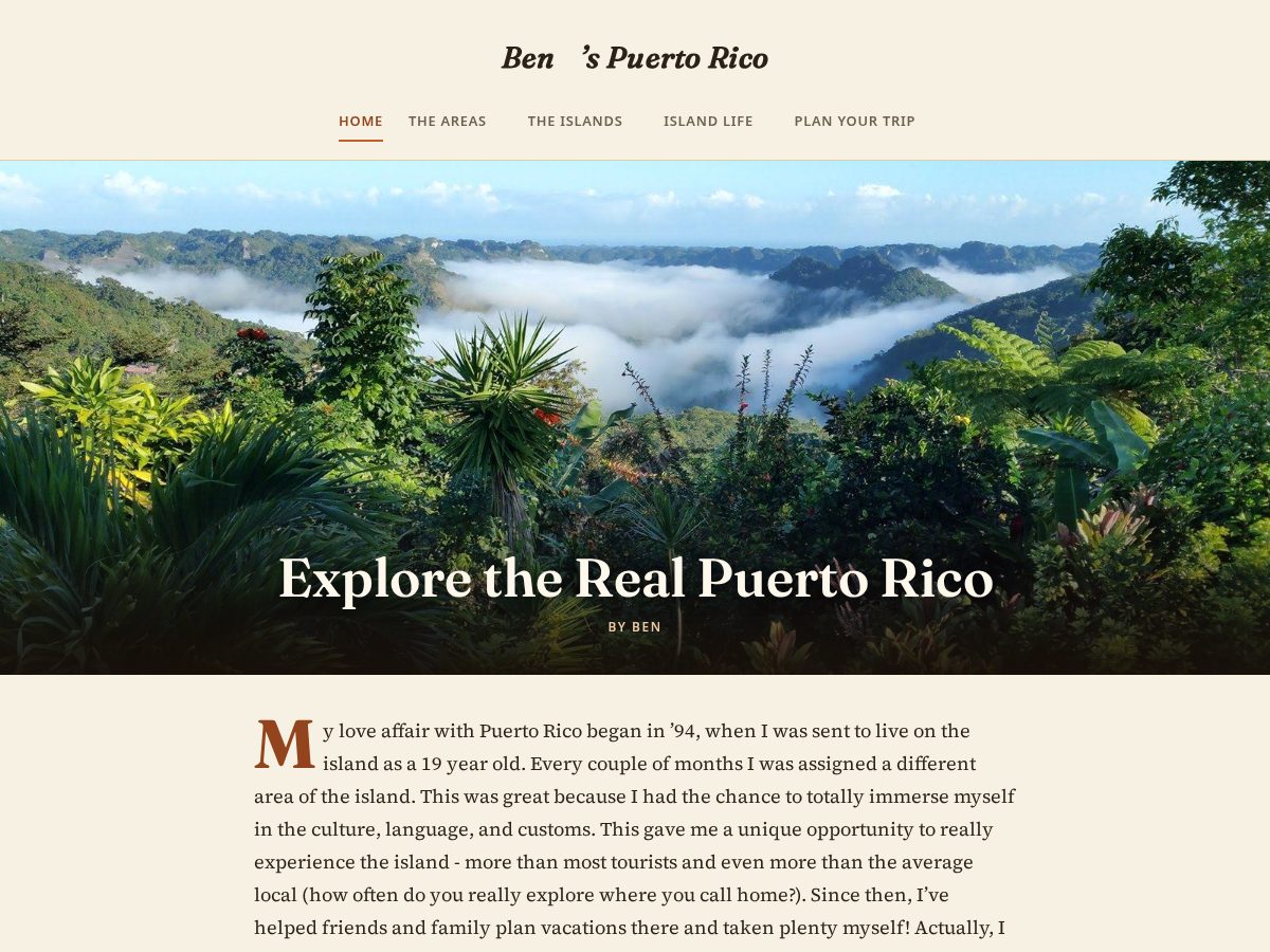 Landing-page snapshot of benlovespuertorico.com