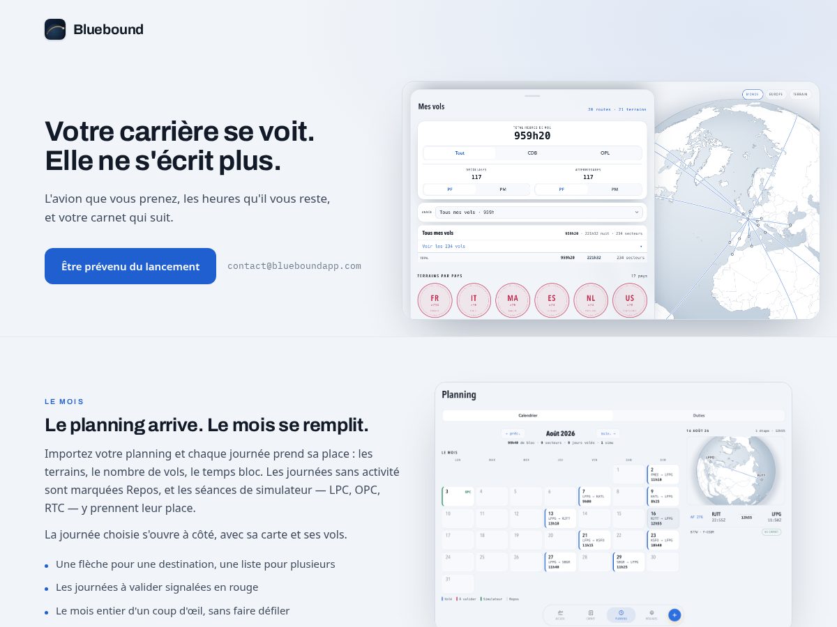 Landing-page snapshot of blueboundapp.com