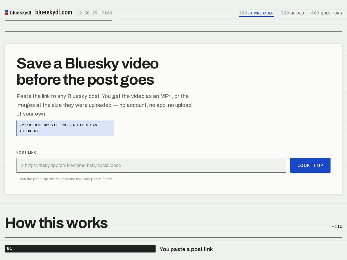 Landing-page snapshot of blueskydl.com