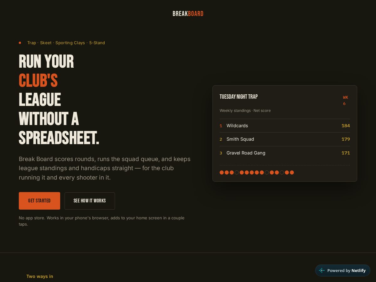 Landing-page snapshot of breakboard.net