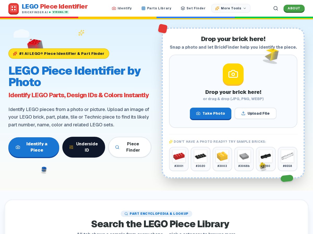 Landing-page snapshot of brickidfinder.com
