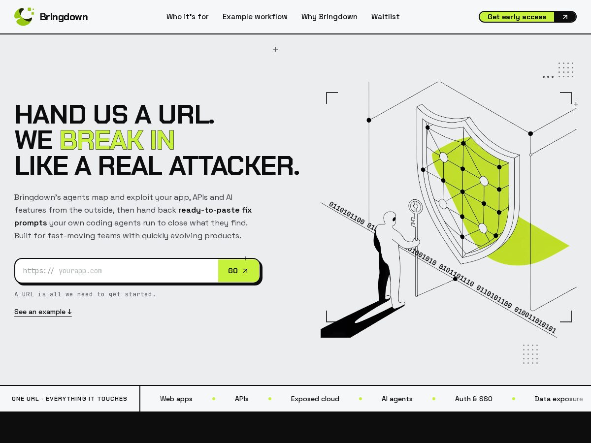 Landing-page snapshot of bringdown.app