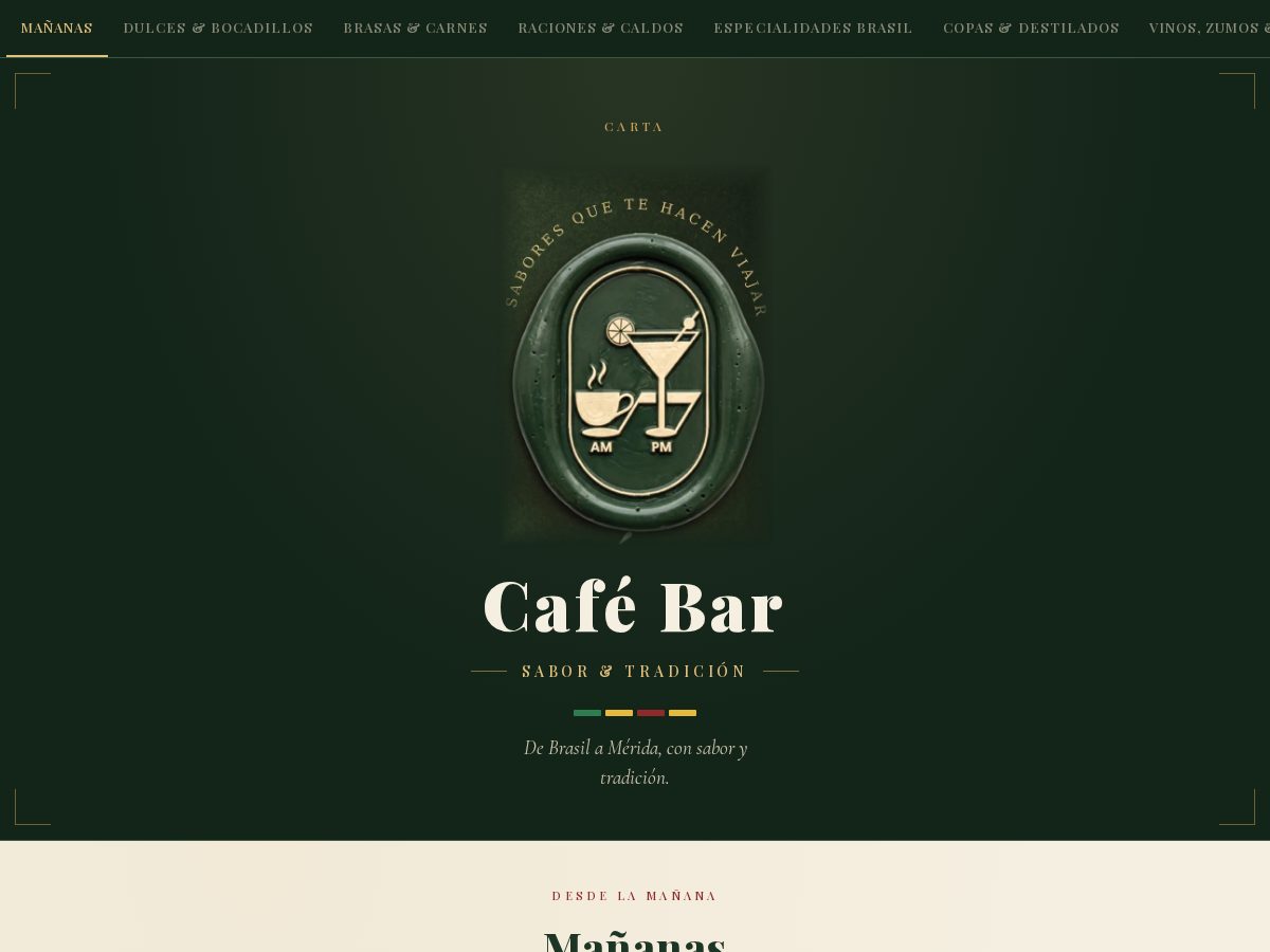 Landing-page snapshot of cafebarmerida.app