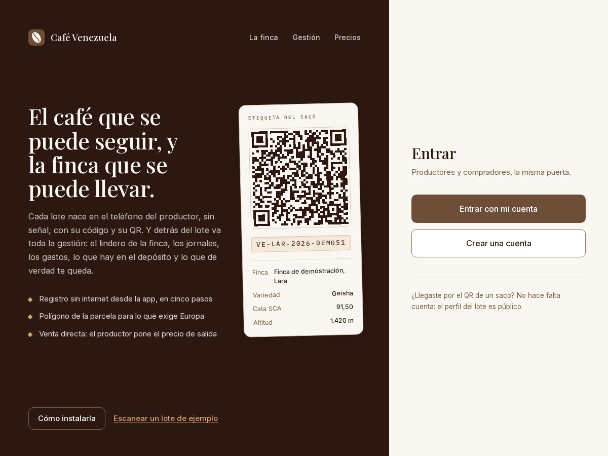 Landing-page snapshot of cafevenezuela.app