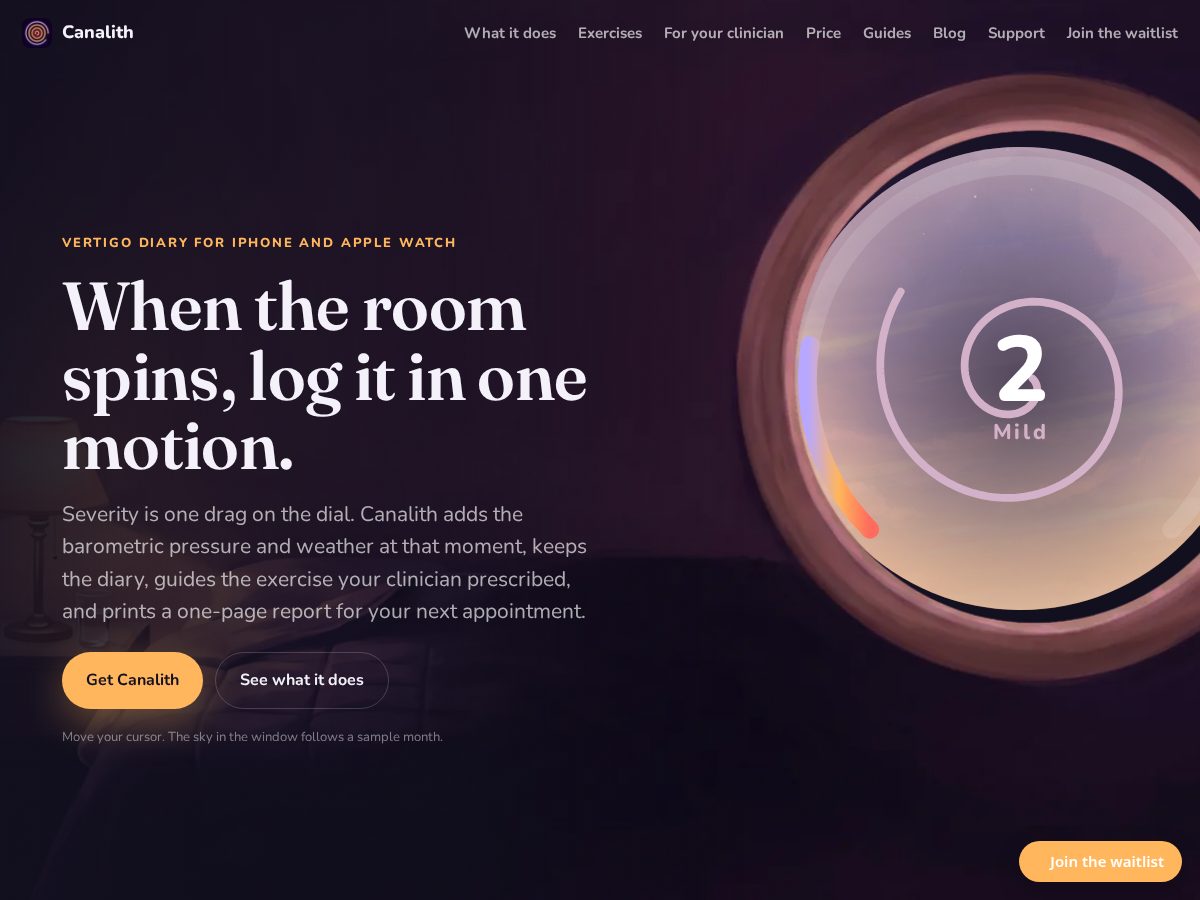 Landing-page snapshot of canalith.com