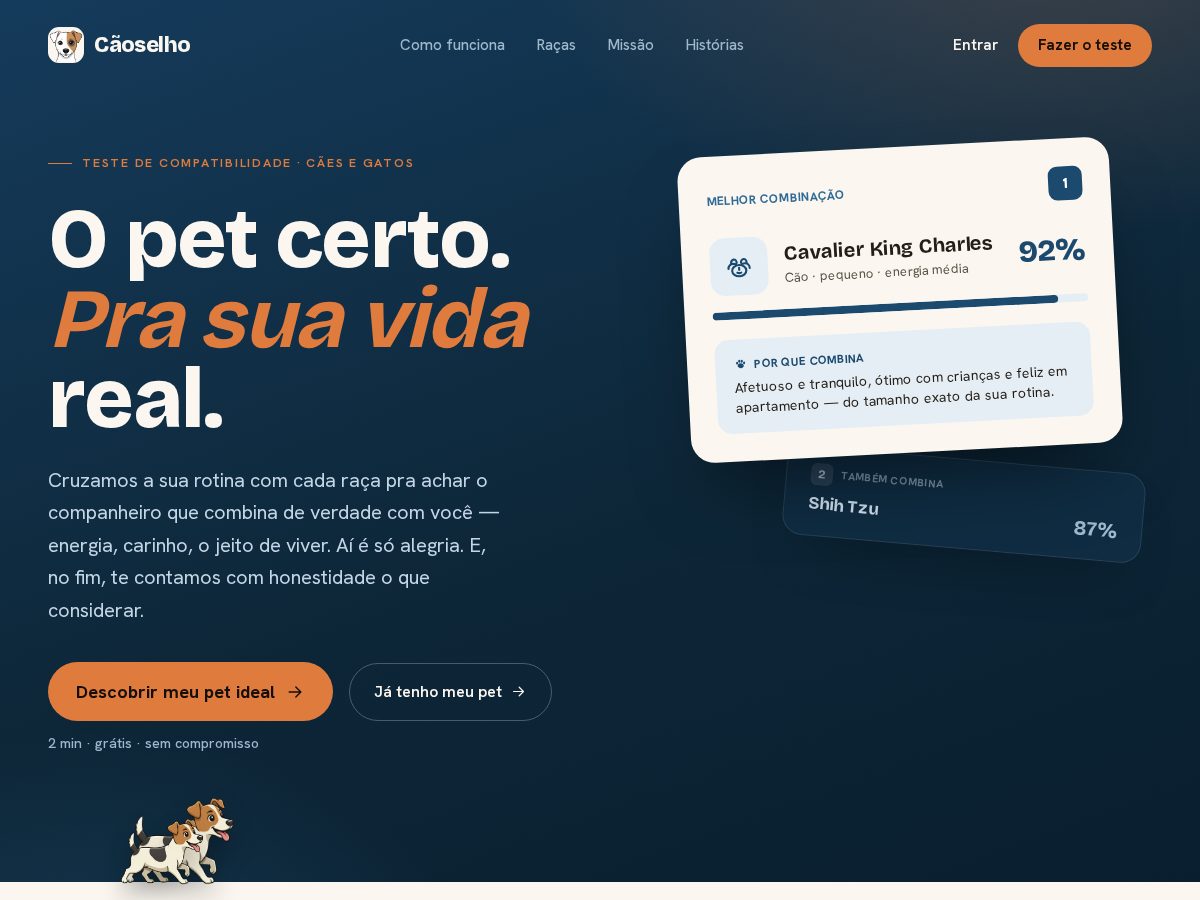 Landing-page snapshot of caoselho.com
