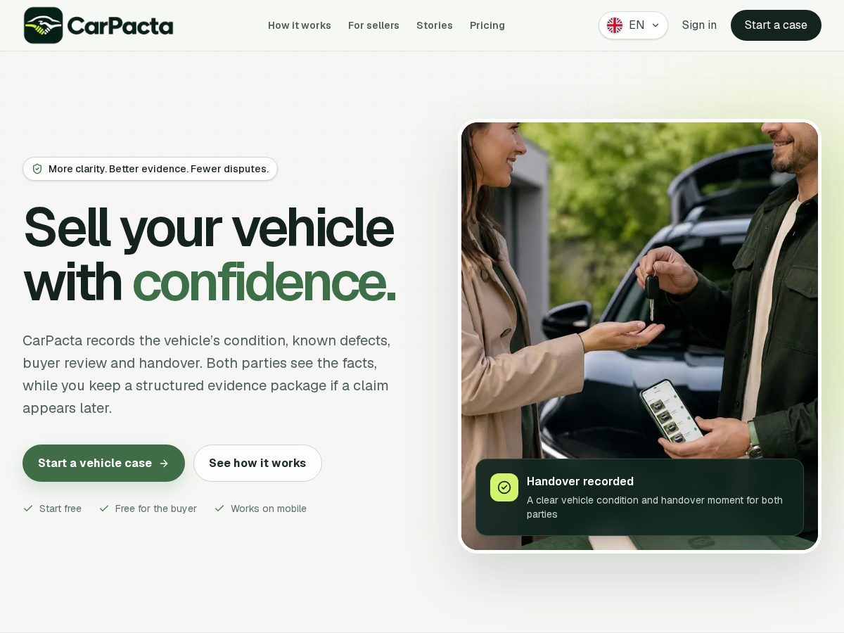 Landing-page snapshot of carpacta.com