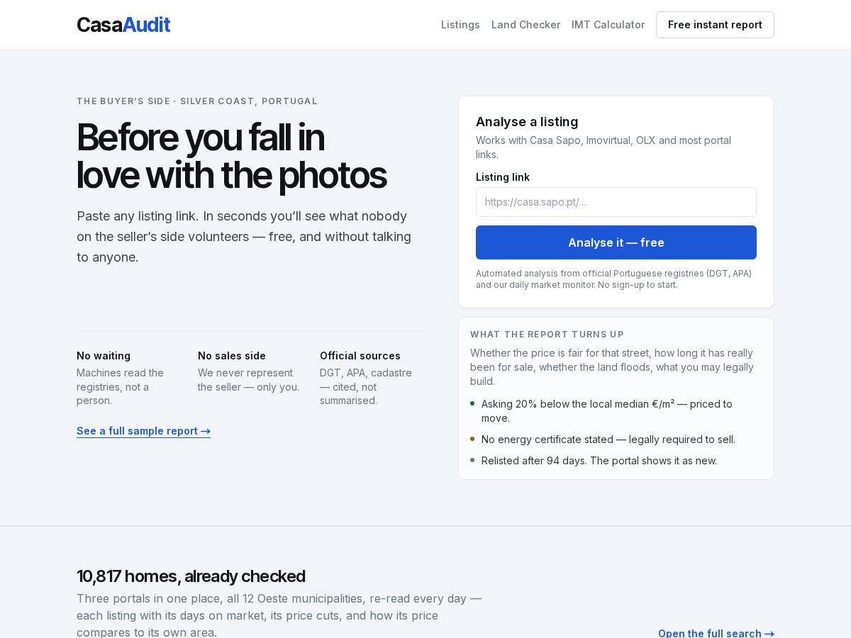 Landing-page snapshot of casaaudit.com