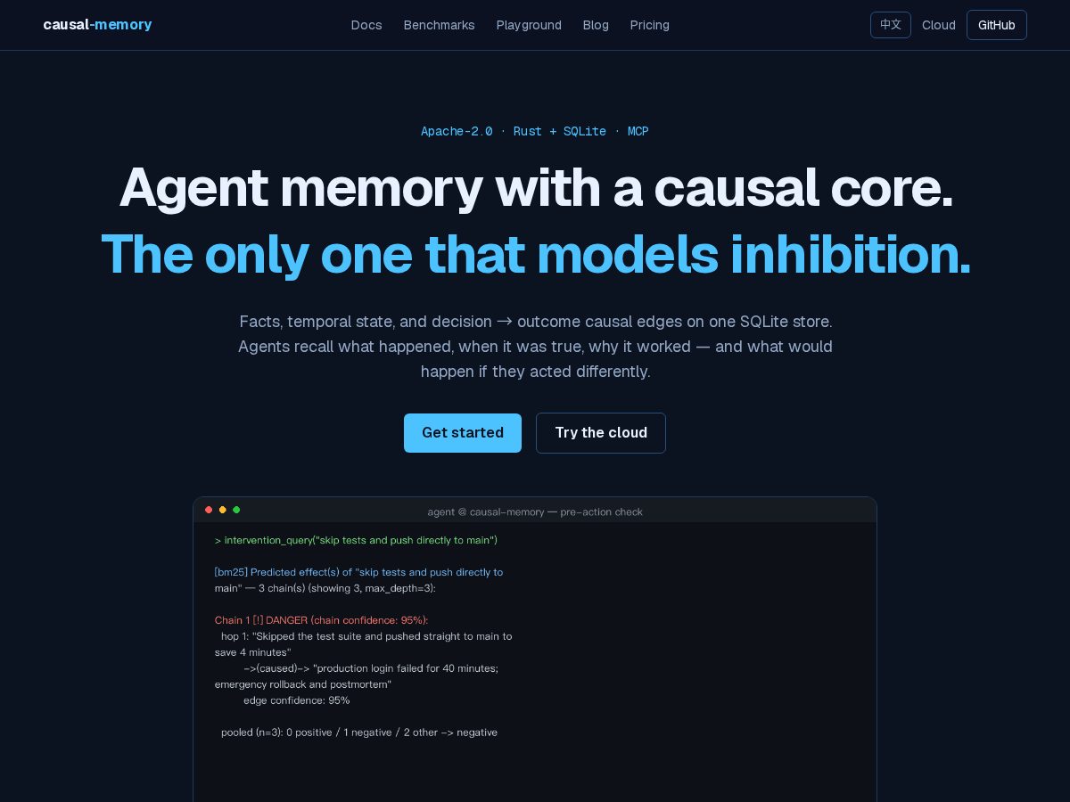 Landing-page snapshot of causal-memory.com