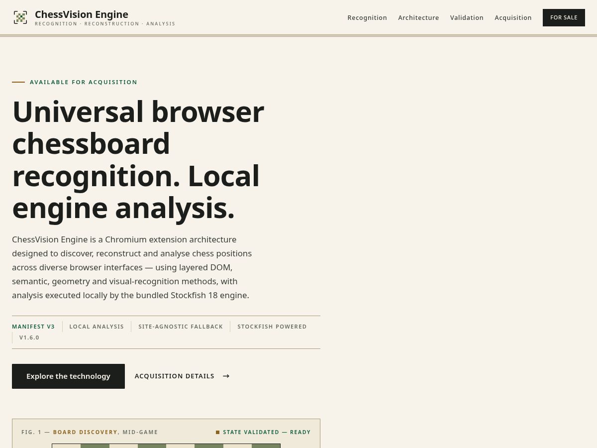 Landing-page snapshot of chessvisionengine.com