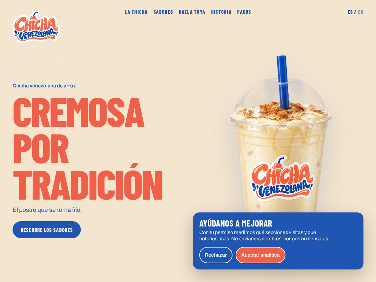 Landing-page snapshot of chichavenezolana.com