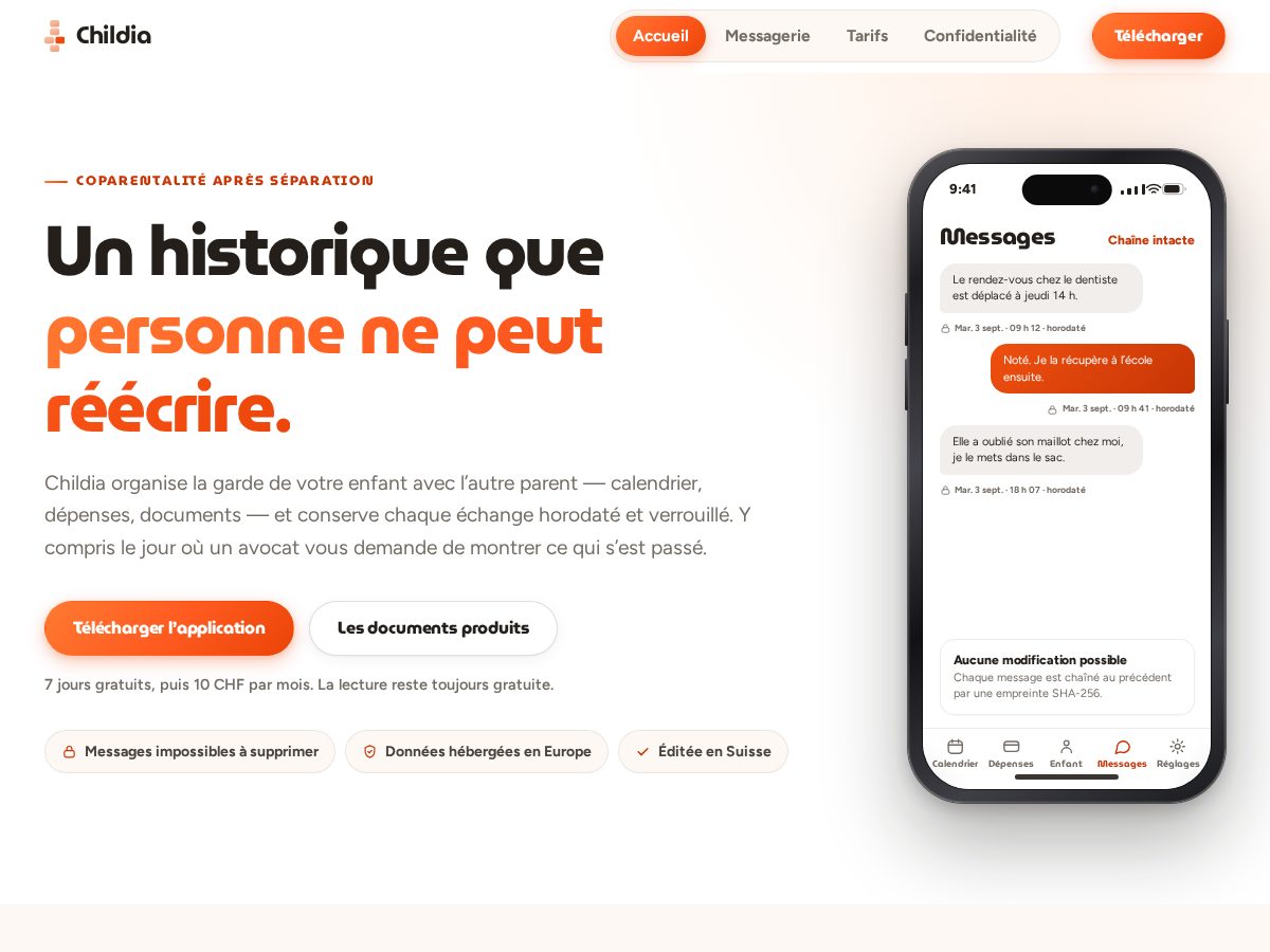Landing-page snapshot of childia.app