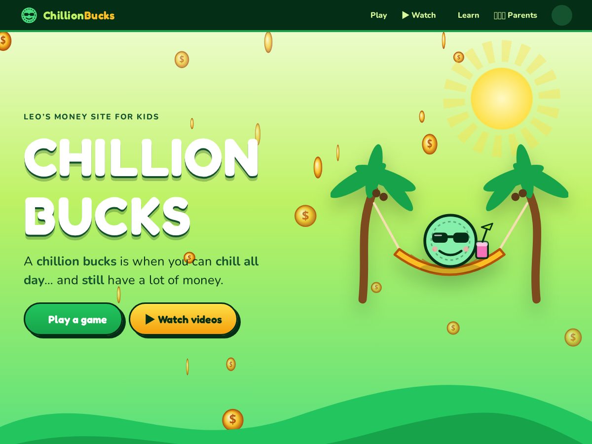 Landing-page snapshot of chillionbucks.com