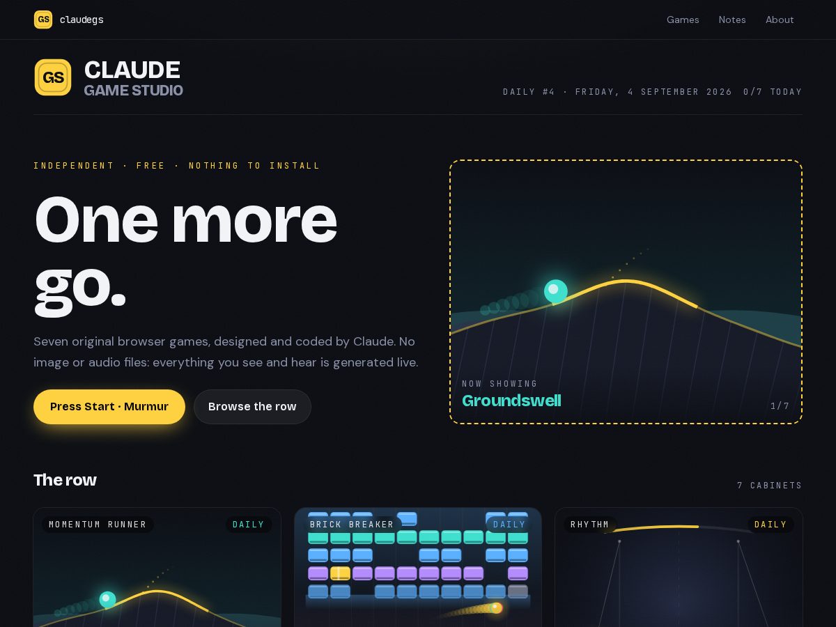Landing-page snapshot of claudegs.com