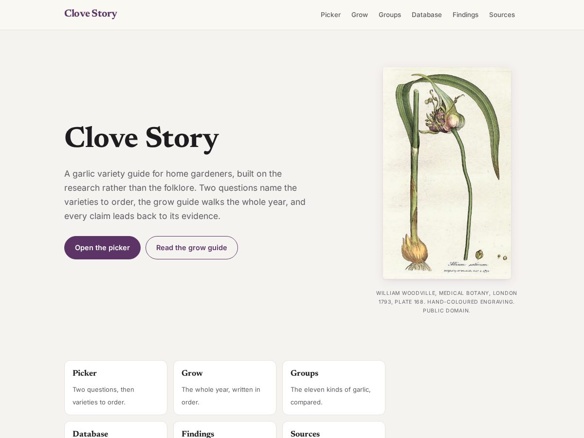Landing-page snapshot of clovestory.app