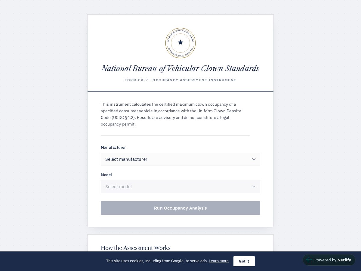 Landing-page snapshot of clownoccupancyverification.com