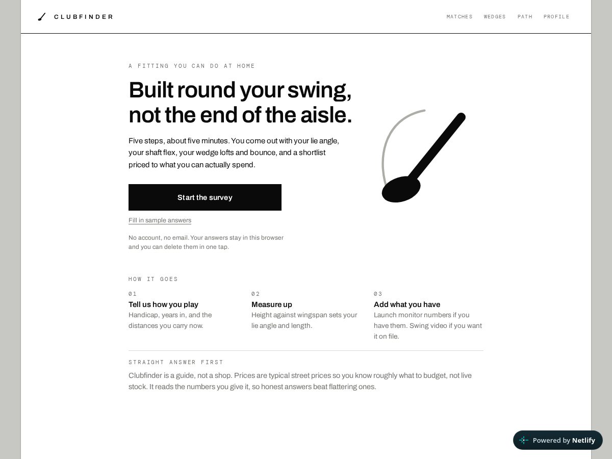 Landing-page snapshot of clubfinderai.com