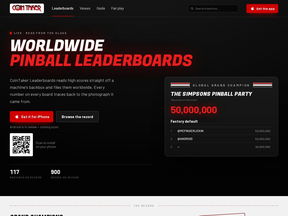 Landing-page snapshot of cointaker-leaderboards.com