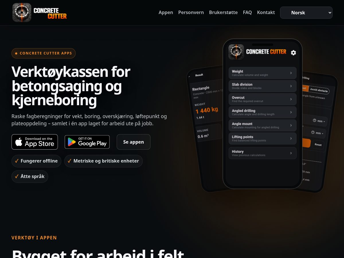 Landing-page snapshot of concretecutter.app