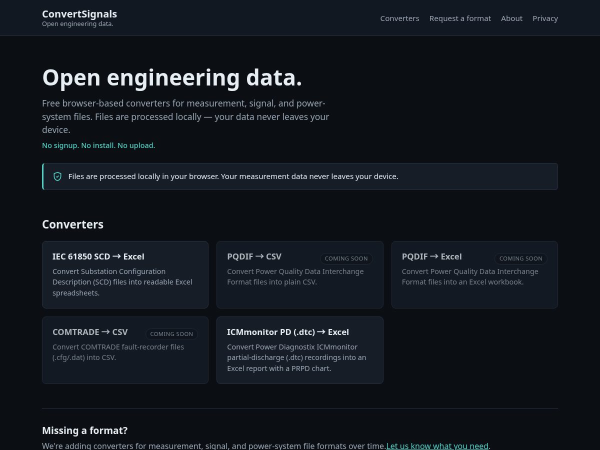 Landing-page snapshot of convertsignals.com