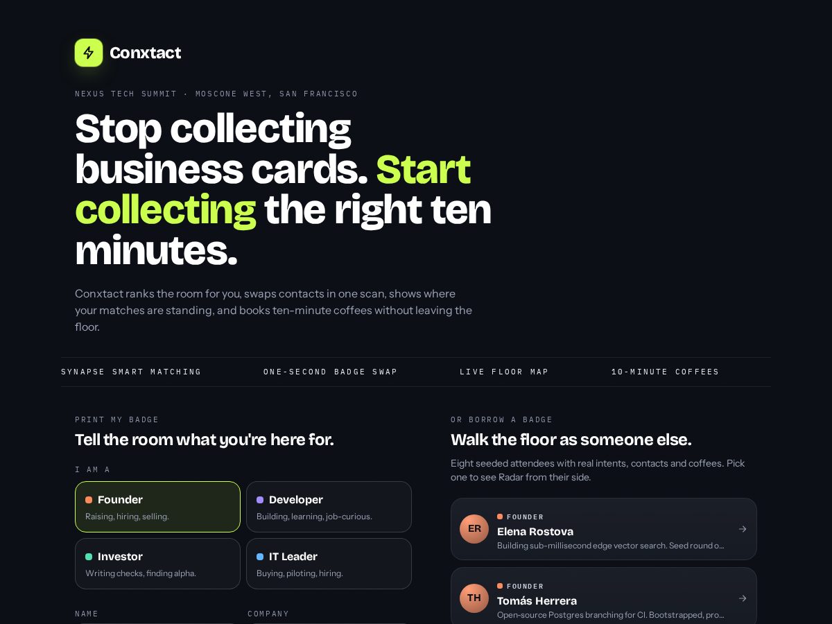 Landing-page snapshot of conxtact.com