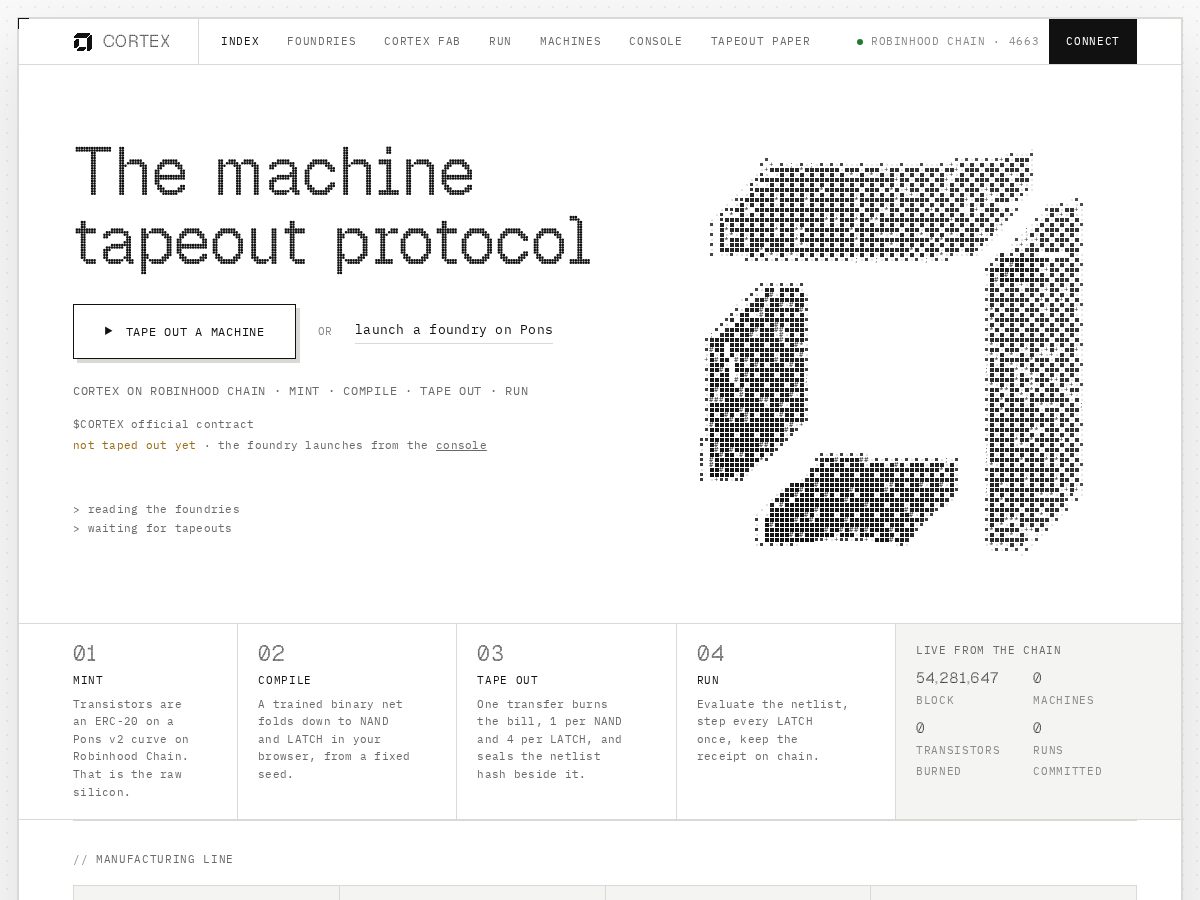 Landing-page snapshot of cortexprotocol.live