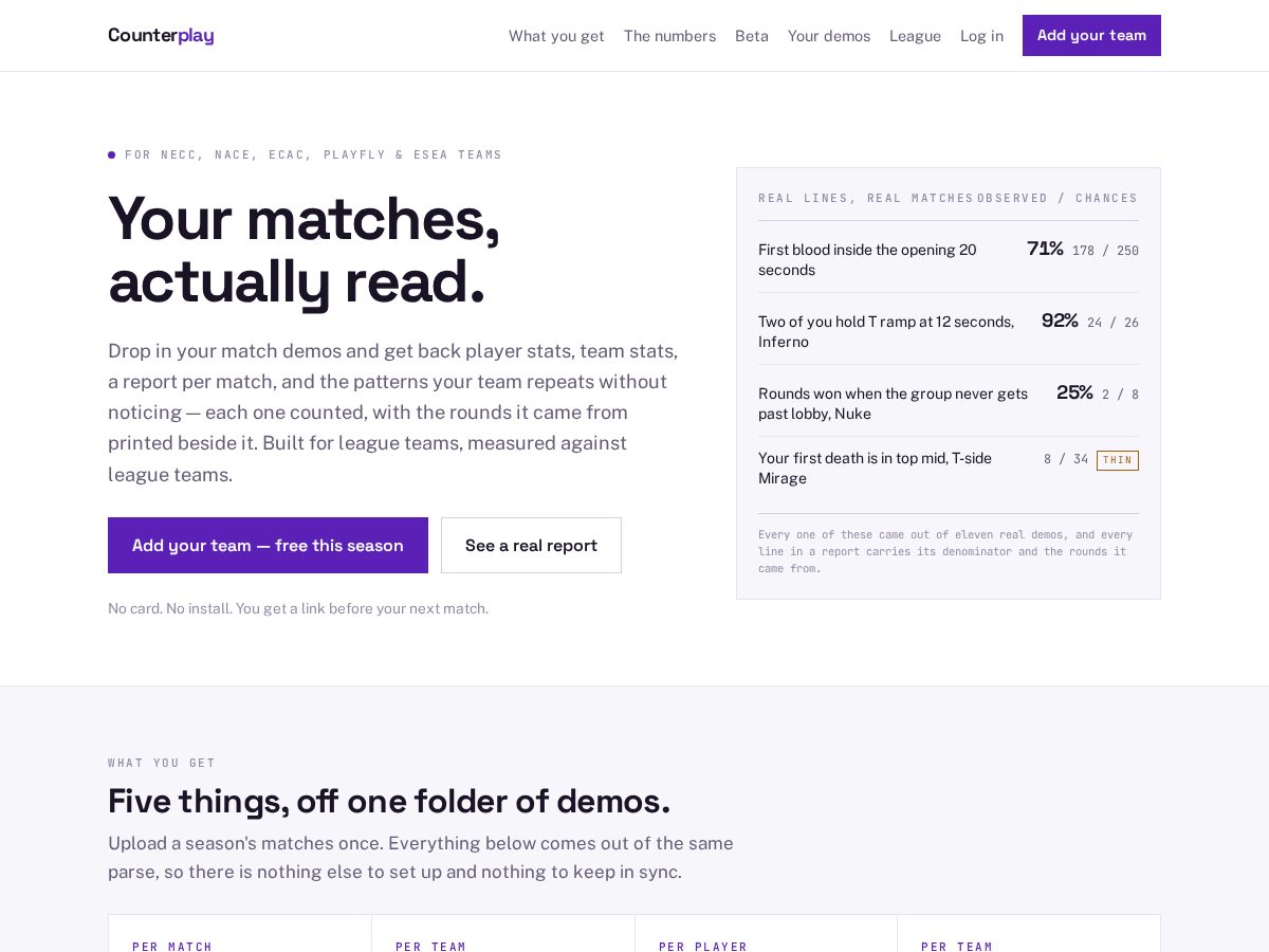 Landing-page snapshot of counterplaycs.com