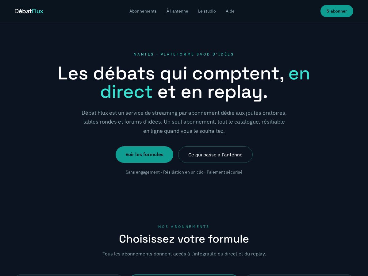 Landing-page snapshot of debatflux.site